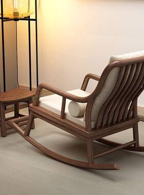 实木乌阳金摇摇台中懒式家用午睡人休民宿客闲厅单人沙发躺NDP椅