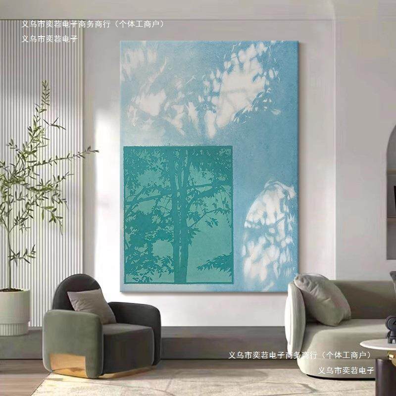 客厅挂画小清新手绘油画光影道简约过玄关入户艺术抽象装饰画小众