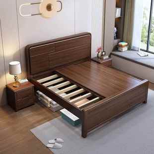 高脚床小薄床头金丝檀地木DUD实木床型离50cm家用大户1m35老人硬