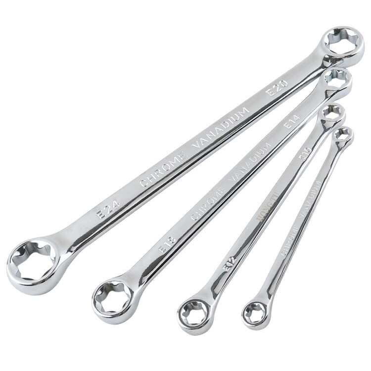 E型双头梅花扳手铬钒钢家用4件套装高硬度E6-E24热处理汽修工具套