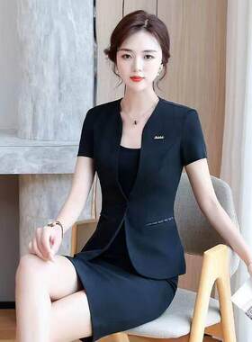 酒店餐饮经理领班工作服女夏天薄款职业装夏季珠宝店短袖西装套装