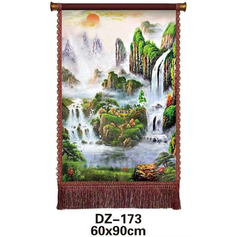 简约现代居家办公室油画带穗平面单幅中式客厅风景装饰山水画摆件图片