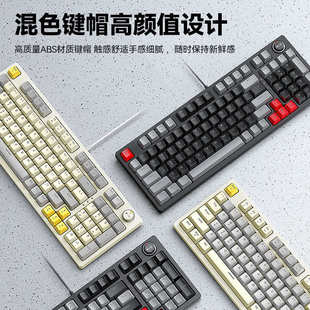 WOLF雷狼T50机械键盘RGB发光电竞游戏97键带旋钮客制化双拼跨境