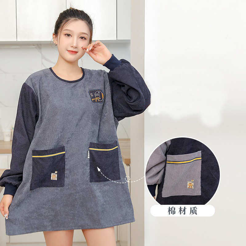 围裙油污灯芯绒罩衣版简约家用围裙口袋时尚批发防厨房韩工作服,家庭/个人清洁工具,围裙套装,淘宝优惠券,粉丝福利购,淘宝优惠卷