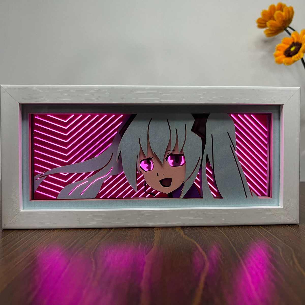 初音未来Miku手办动漫周边桌面摆件宿舍装饰小夜灯遥控款纸雕灯