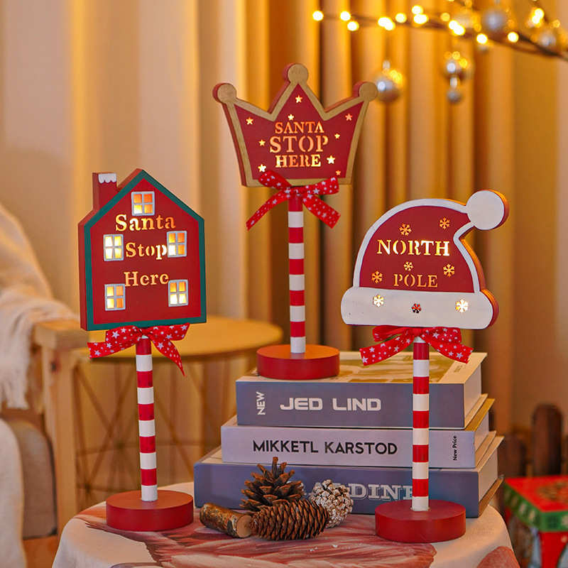 圣诞木头系列led装饰灯STOP路牌氛围台灯家用节日店铺橱窗装饰灯