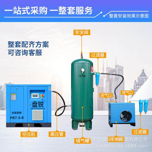 永磁变频空压机螺杆式螺杆机37kw工业静音大型充气泵