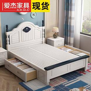 实木儿童床1.孩2米男式 A3.5米室实木床 卧床1.35米储美物单人床1Y