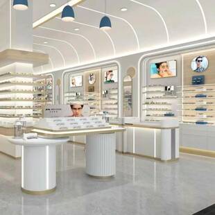 需定制烤漆眼镜柜台设计装修眼镜店柜子玻璃展柜中岛柜精品眼镜展