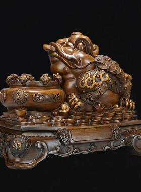 金蟾聚宝盆摆件铜金蝉三足蟾蜍公司店铺办公室装饰品开业送礼礼品