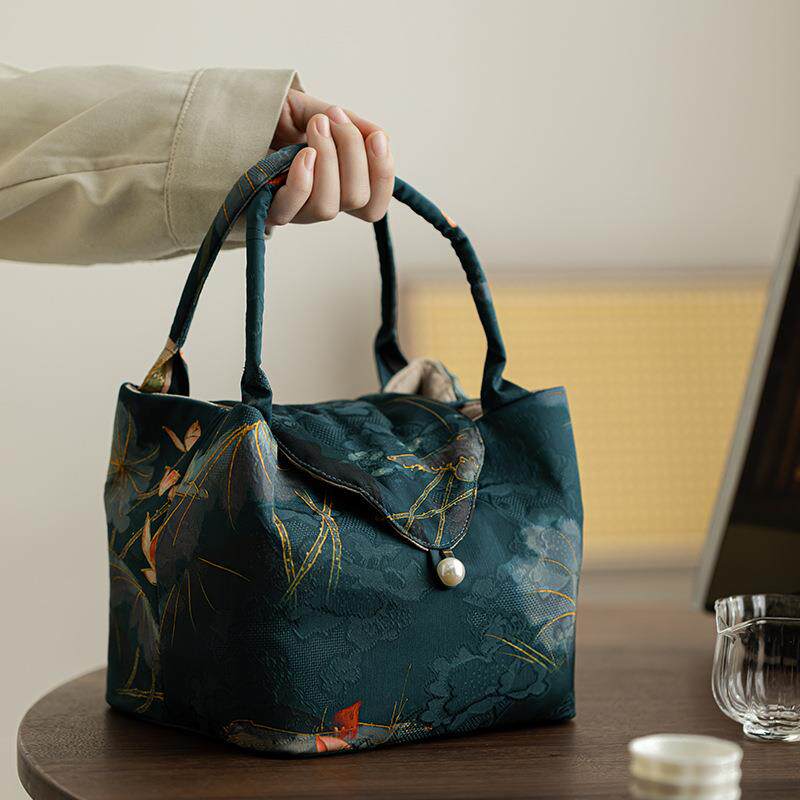 中式棱织旅行茶具收纳包茶壶盖碗茶杯茶事包便携式收纳袋手提布包