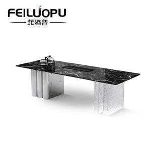 意式极简天然奢石茶台客厅家用简约现代高级感别墅轻奢大理石茶桌