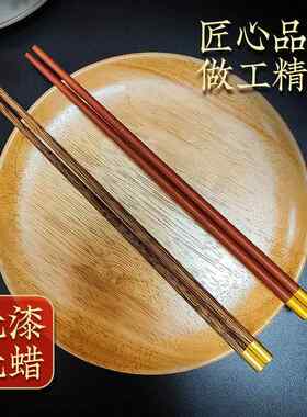 新款直销顶福实木筷子鸡翅木筷子礼品酒店筷圆福红檀木质筷子家用