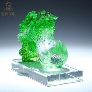非遗传承淄博琉璃白菜摆件招财聚财客厅家用装 饰乔迁新居高档礼品