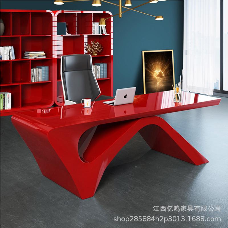 漆询老桌现代简约时板尚大班台烤医美咨桌椅总裁经理办公桌椅大班