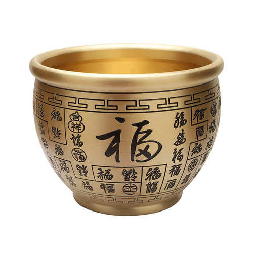 百福缸黄铜拉丝工艺铜缸聚宝盆烟灰缸百福缸批发家居黄铜礼品摆件