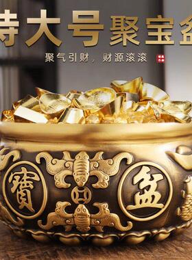 纯黄铜百福铜缸铜制米缸聚财摆件存钱罐聚宝盆家用玄关装饰品礼物