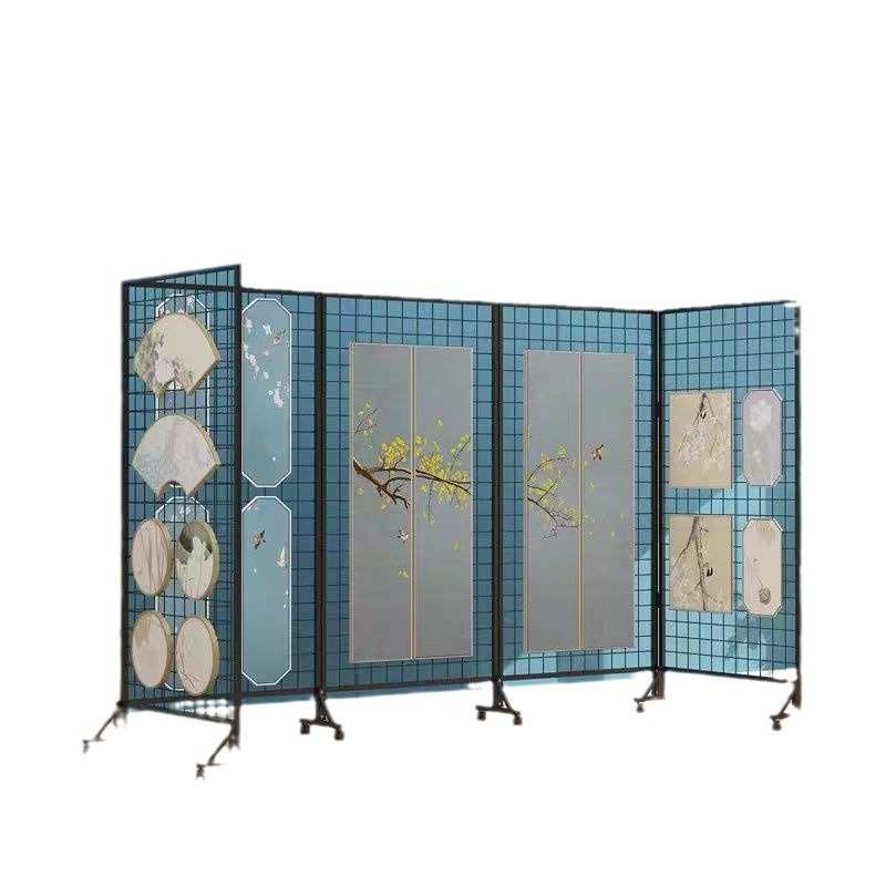 幼儿园作品展示架铁网格网绘画书法展览架摄影画展折叠网格展示架