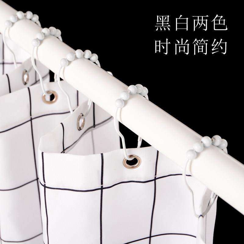 浴帘挂环不锈钢滚珠环门帘窗帘环浴帘配件拉环伸缩杆挂钩浴帘环子
