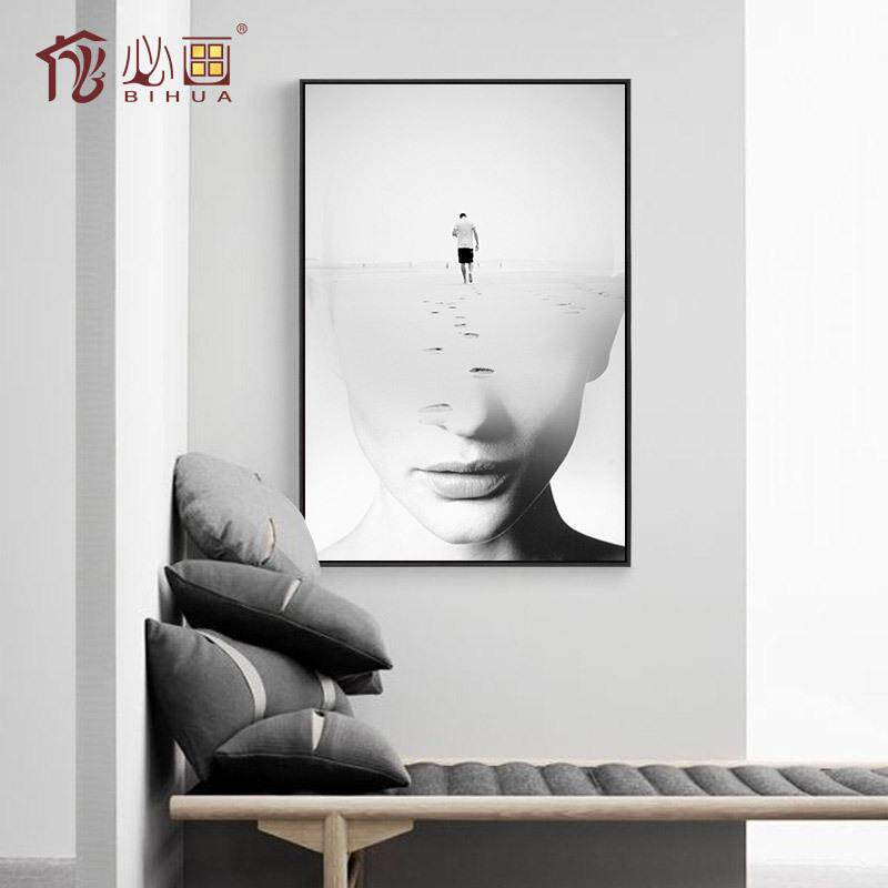 必画北欧客厅装饰画家居挂画喷绘玄关画竖版抽象画