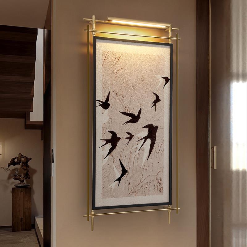 宋氏美学装饰画新中式客厅挂画灯饭厅复古壁画灯走廊玄关装置壁灯