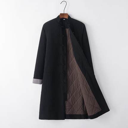 高档厚中国风青年装，长棉袄国，冬季加保暖风衣，道袍，外行汉，