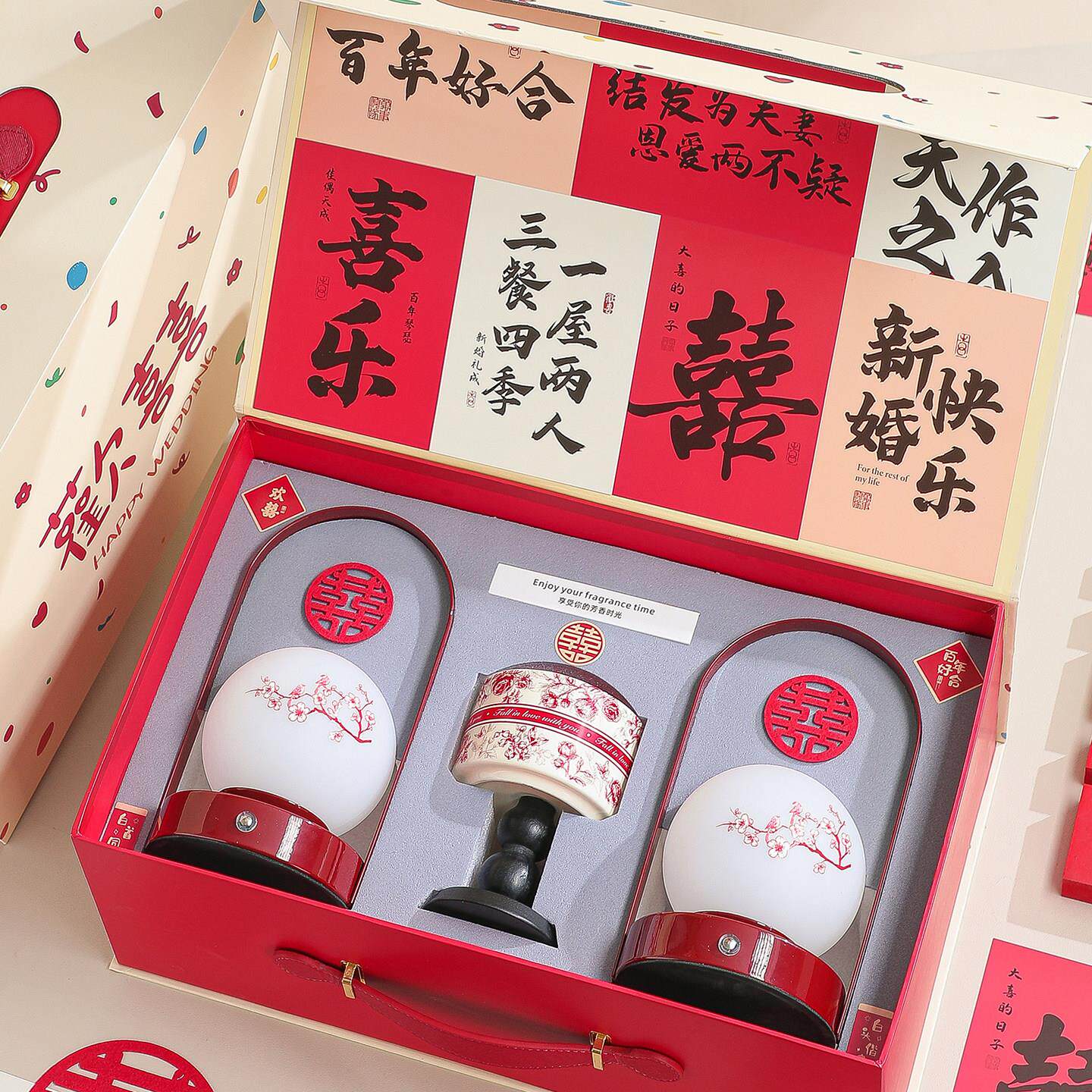 结婚庆台灯长明灯喜灯陪嫁一对送新人闺蜜高级卧室床头灯新婚礼物