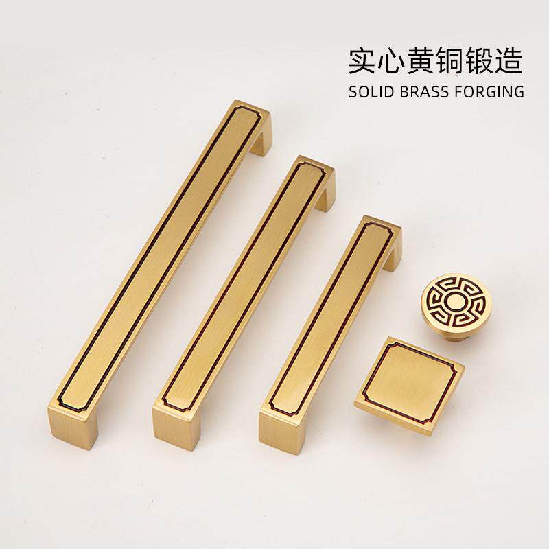 工售厂直纯铜新中式拉手衣柜橱子柜木把手门柜柜门黄铜抽CP018/01