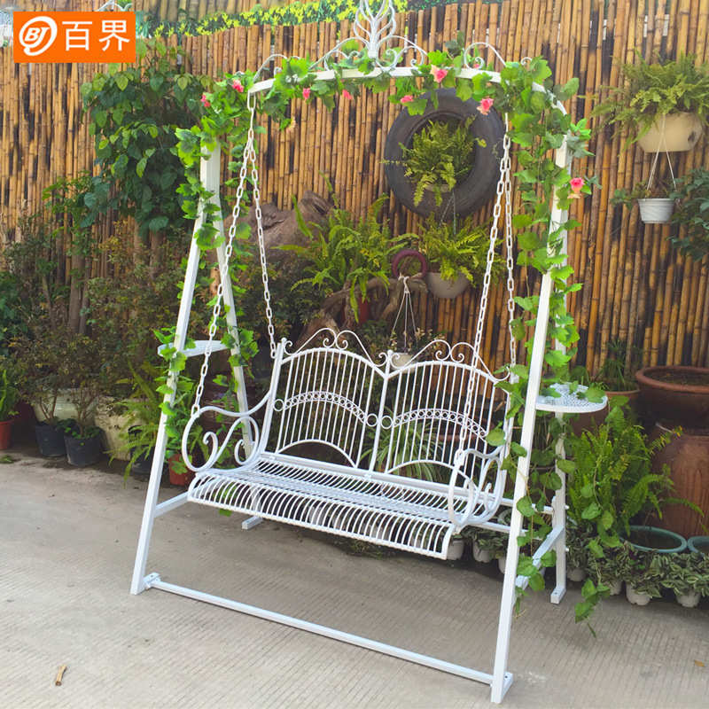 百界铁艺户外秋千双人单人秋千椅欧式阳台吊椅吊篮庭院室内摇篮