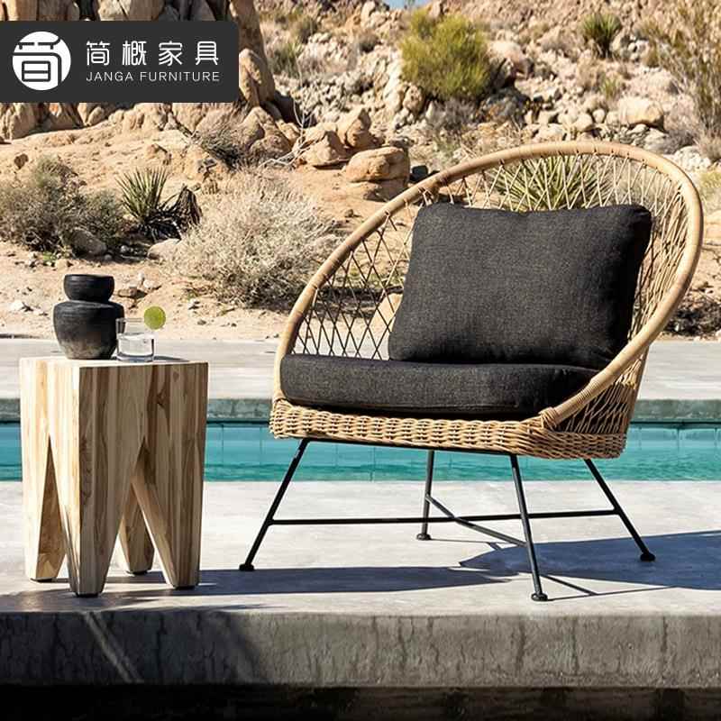 户外别墅阳台藤编沙发椅庭院露天阳台三件套单人民宿花园小茶几