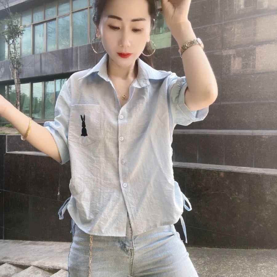 2025夏季新款上衣女襯衫短袖時(shí)尚減齡小個(gè)子短款休閑寬松襯衣小衫