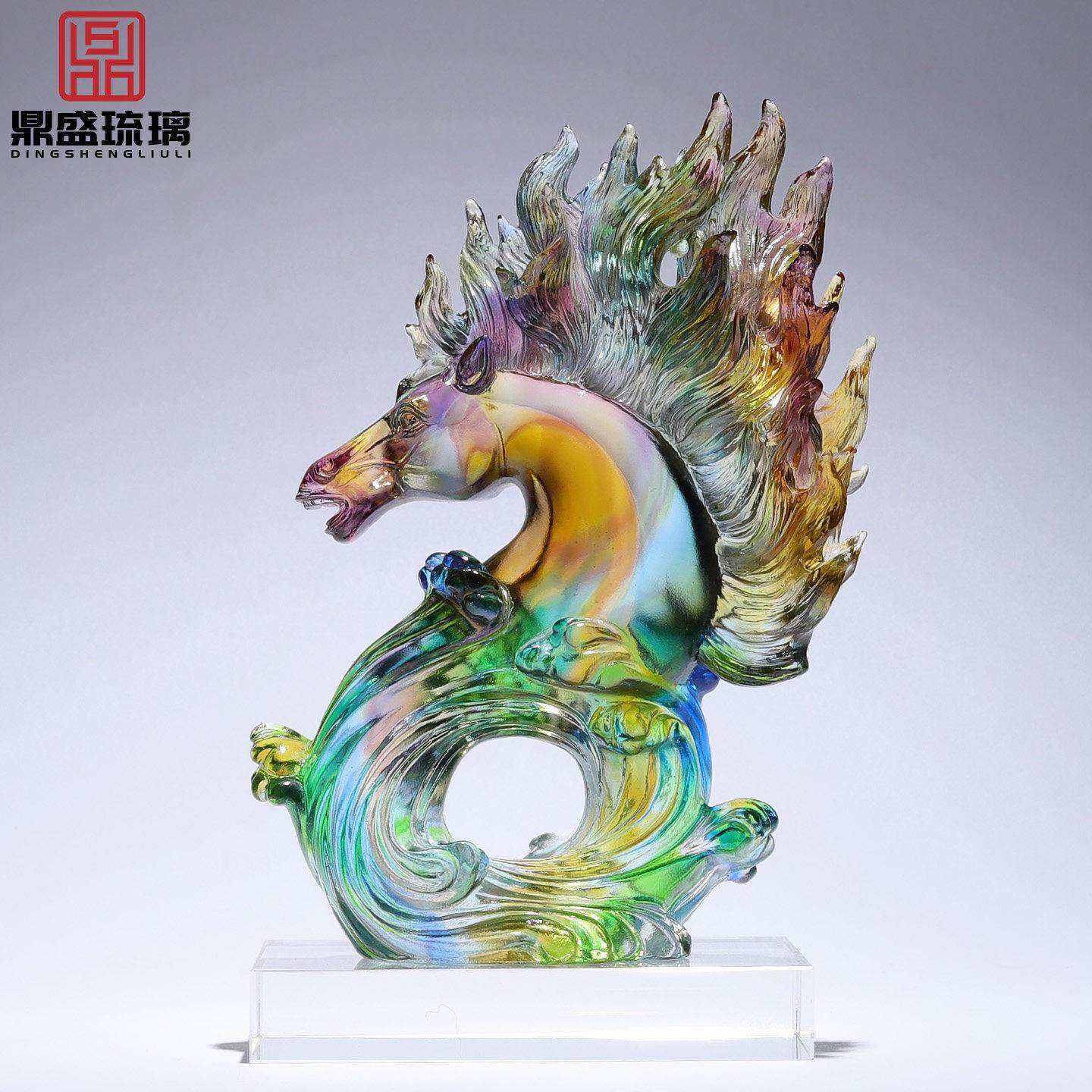 非遗琉璃生肖马摆件新店开业前台玄关创意装饰办公室桌面礼物高端