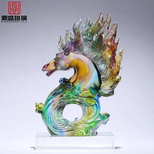 非遗琉璃生肖马摆件新店开业前台玄关创意装饰办公室桌面礼物高端