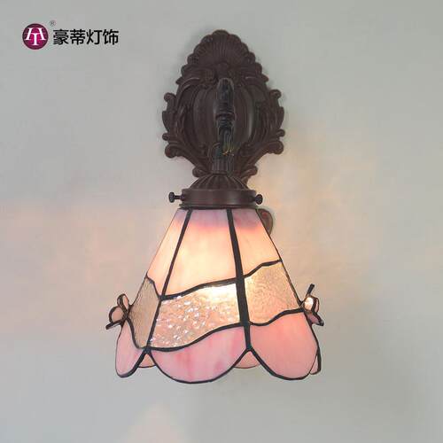 厂家直销 欧式复古田园艺术装饰立体花粉红色单头壁灯镜前灯