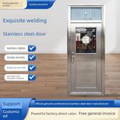 不锈钢单门带亮窗单门家用进户防盗门阳台门农村入户门 304 包邮