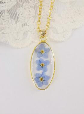 外贸新款环保树脂滴胶真干花吊坠 天然植物标本真花吊坠跨境饰品