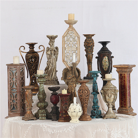 孤品-美式复古做旧树脂烛台，摆件摄影道具民宿，家居创意桌面装饰品