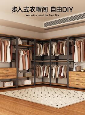 木衣柜步入式衣帽间挂衣架卧室多功能落地用钢YG1114+Y衣家柜衣橱