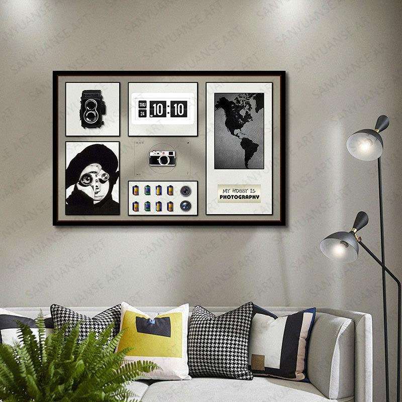 立体实物画玄关书房样板间摄影棚装饰画酒店复古相机挂画