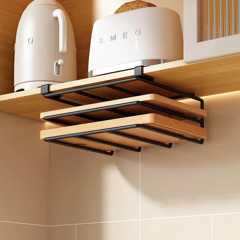 厨房橱柜下壁挂式砧板架锅盖架悬挂免打孔厨具置物架菜板收纳架子,厨房/烹饪用具,厨房置物架/置物柜/角架,淘宝优惠券,粉丝福利购,淘宝优惠卷