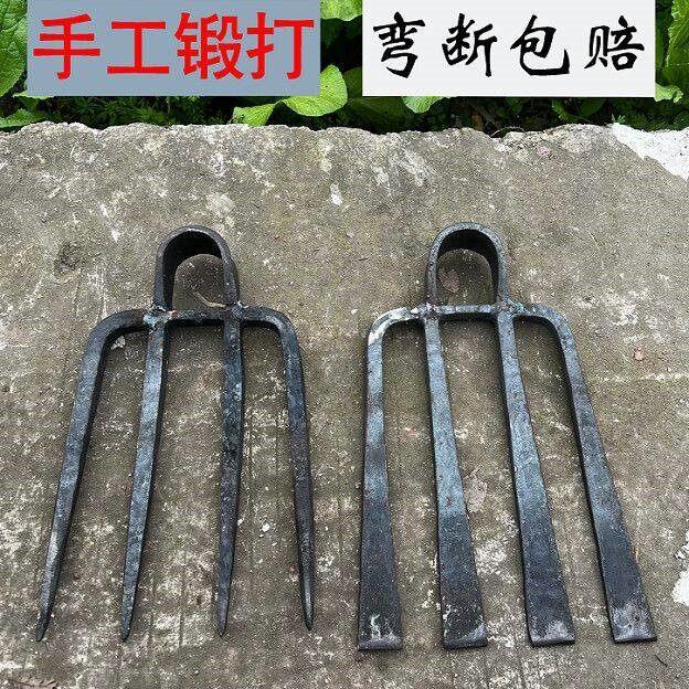 纯手工打造四齿锄头尖四齿耙种植农具锄头四爪锄头四丁耙子