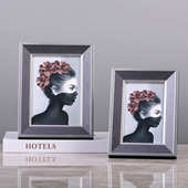 样板房间现代轻奢 高端创意摆台2022 12寸银灰木相框