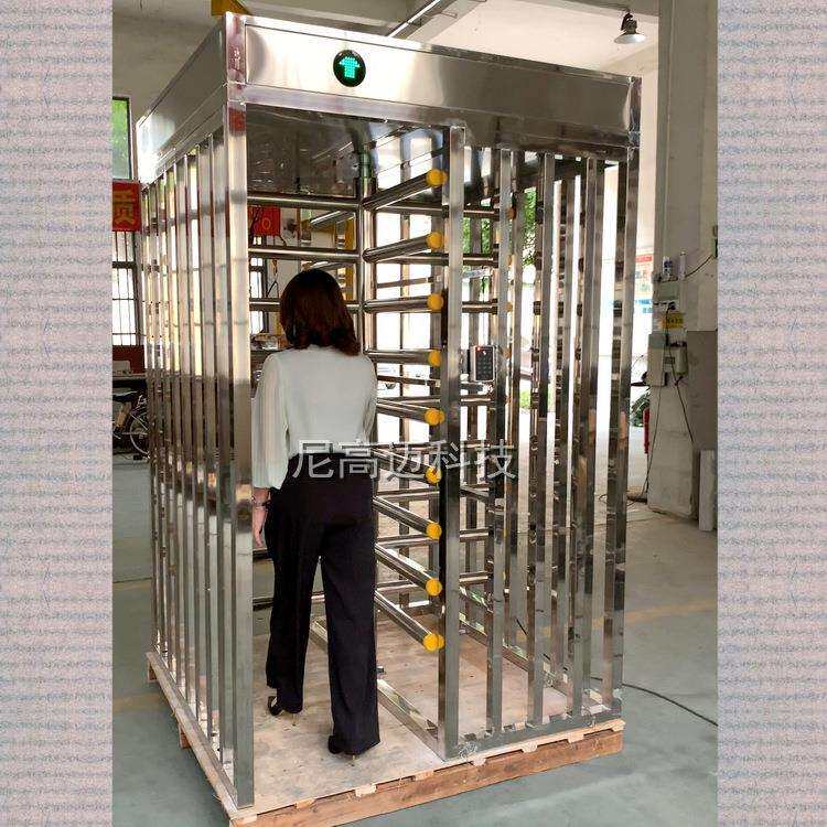立式全高不锈钢棍闸电动智能刷卡人脸识别转闸门防尾随十字辊闸
