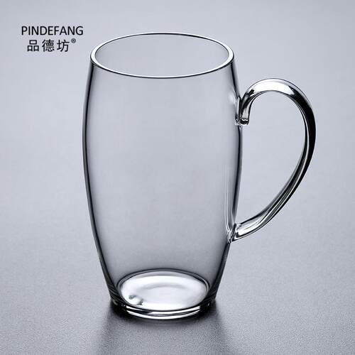 品德坊 日式创意玻璃带把花茶杯绿茶杯喝水杯牛奶果汁杯