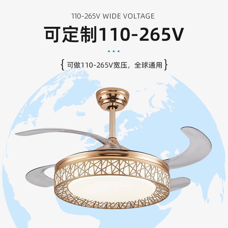 金色鸟巢隐形风扇灯厂家直销全铜电机吸顶灯大风力吊扇灯家用卧室