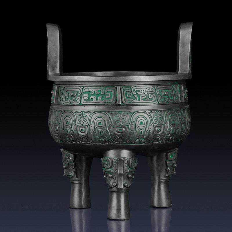 纯黄铜克鼎摆件办公室招财铜鼎客厅装饰品青铜器摆件家用铜鼎香炉