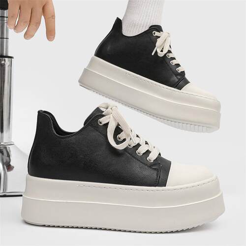 FDCP品牌欧美潮鞋系带休闲板鞋厚底这大胖丁鞋内增高G008黑色-J