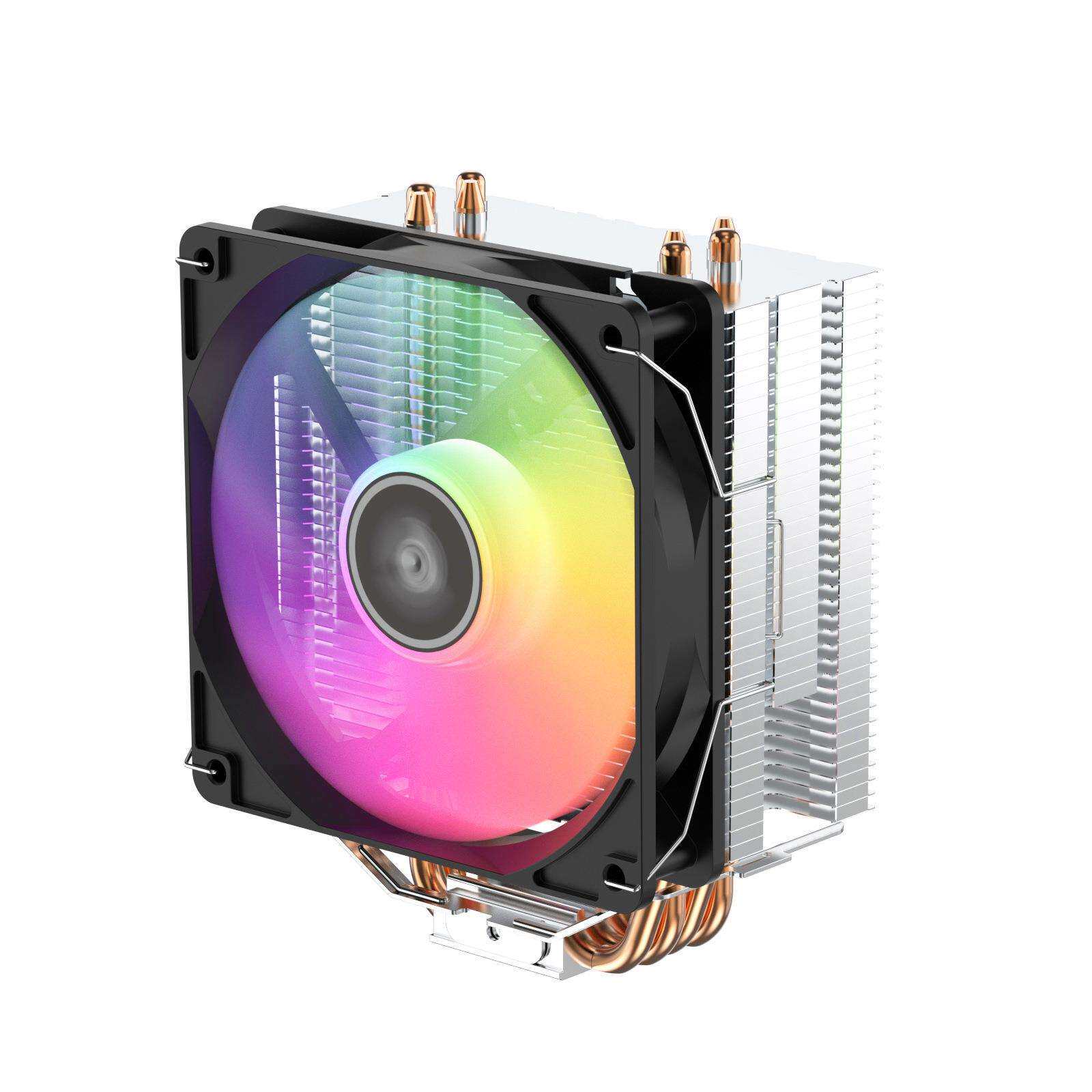 WS400四铜管塔式cpu散热器 4热管led炫酷灯光静音cpu风扇台式电脑