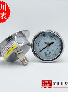 耐震轴向带边浸油式压力表YN-60ZT液压抗震压力表stcif