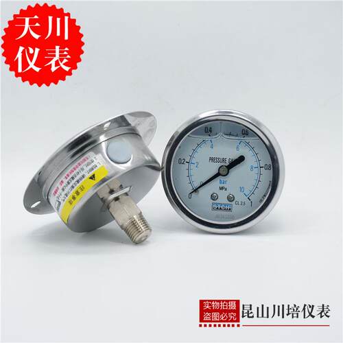 耐震轴向带边浸油式压力表YN-60ZT液压抗震压力表stcif